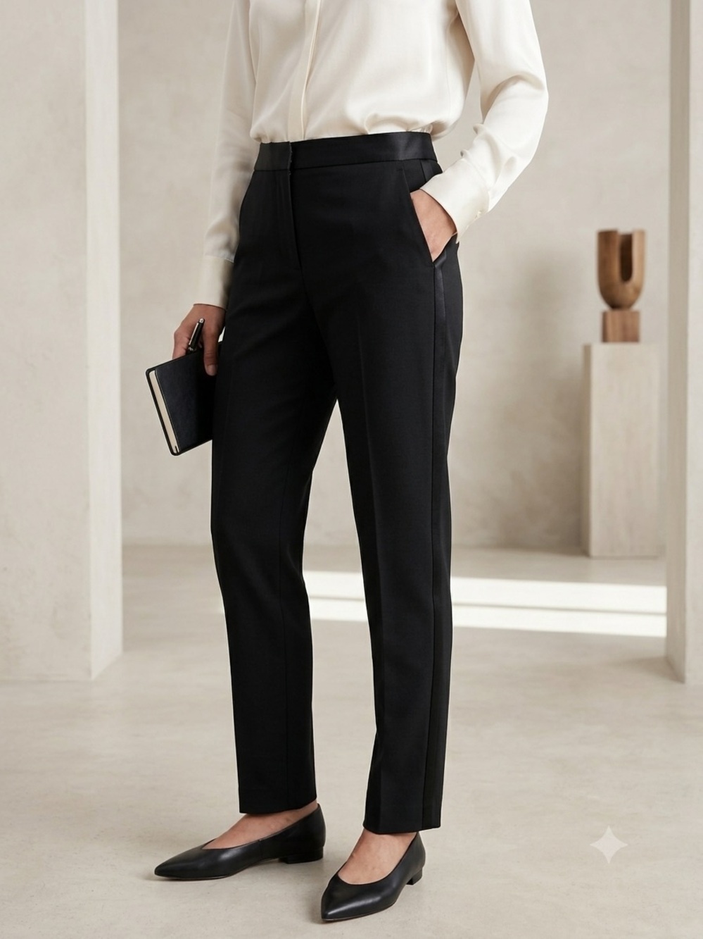 Theory tuxedo Black Boot-Cut Flare Pants